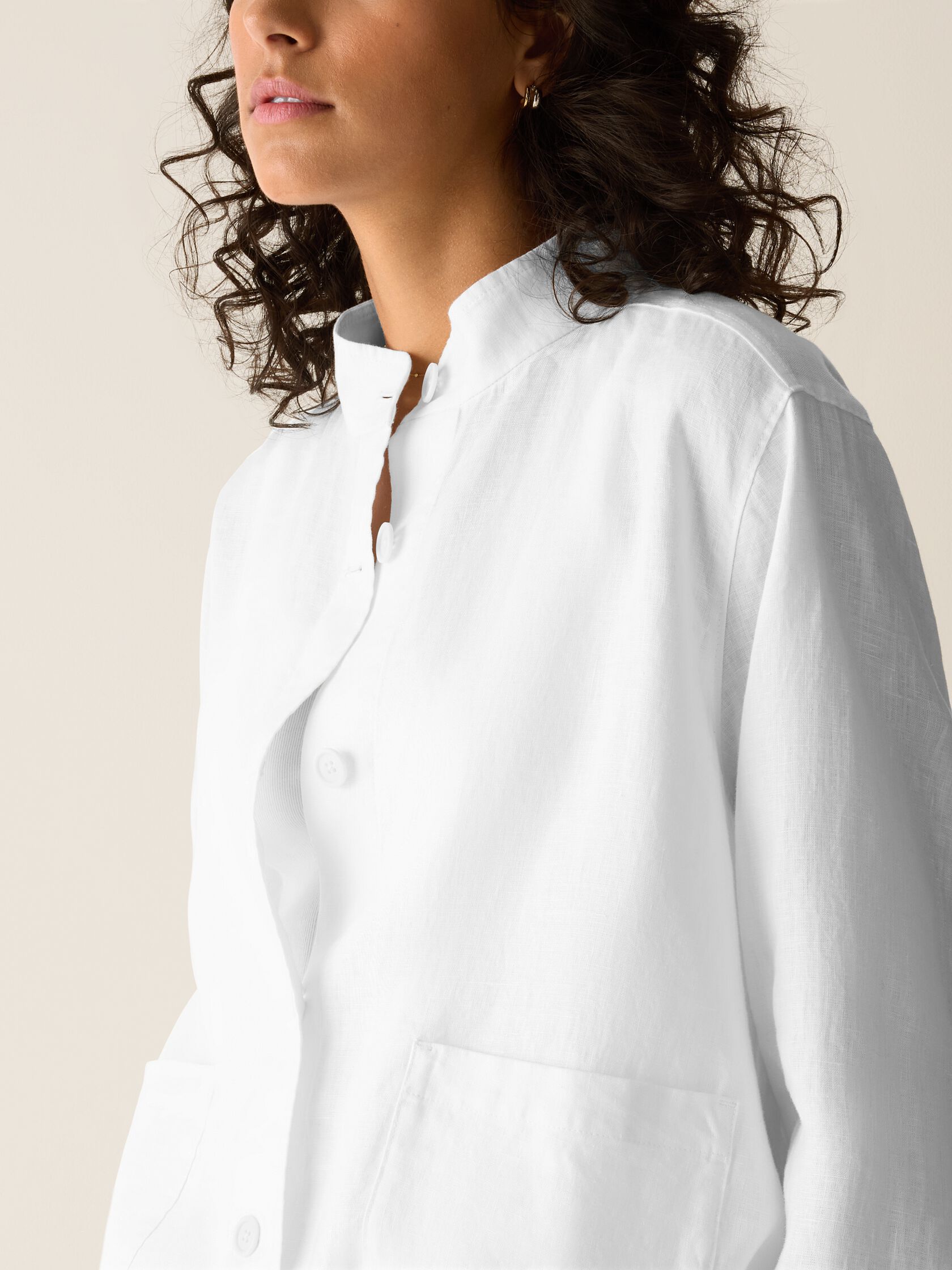 Organic Linen Stand Collar Jacket