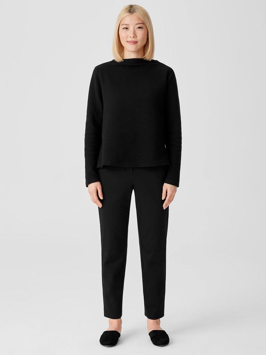 Crinkled Organic Cotton Funnel Neck Top