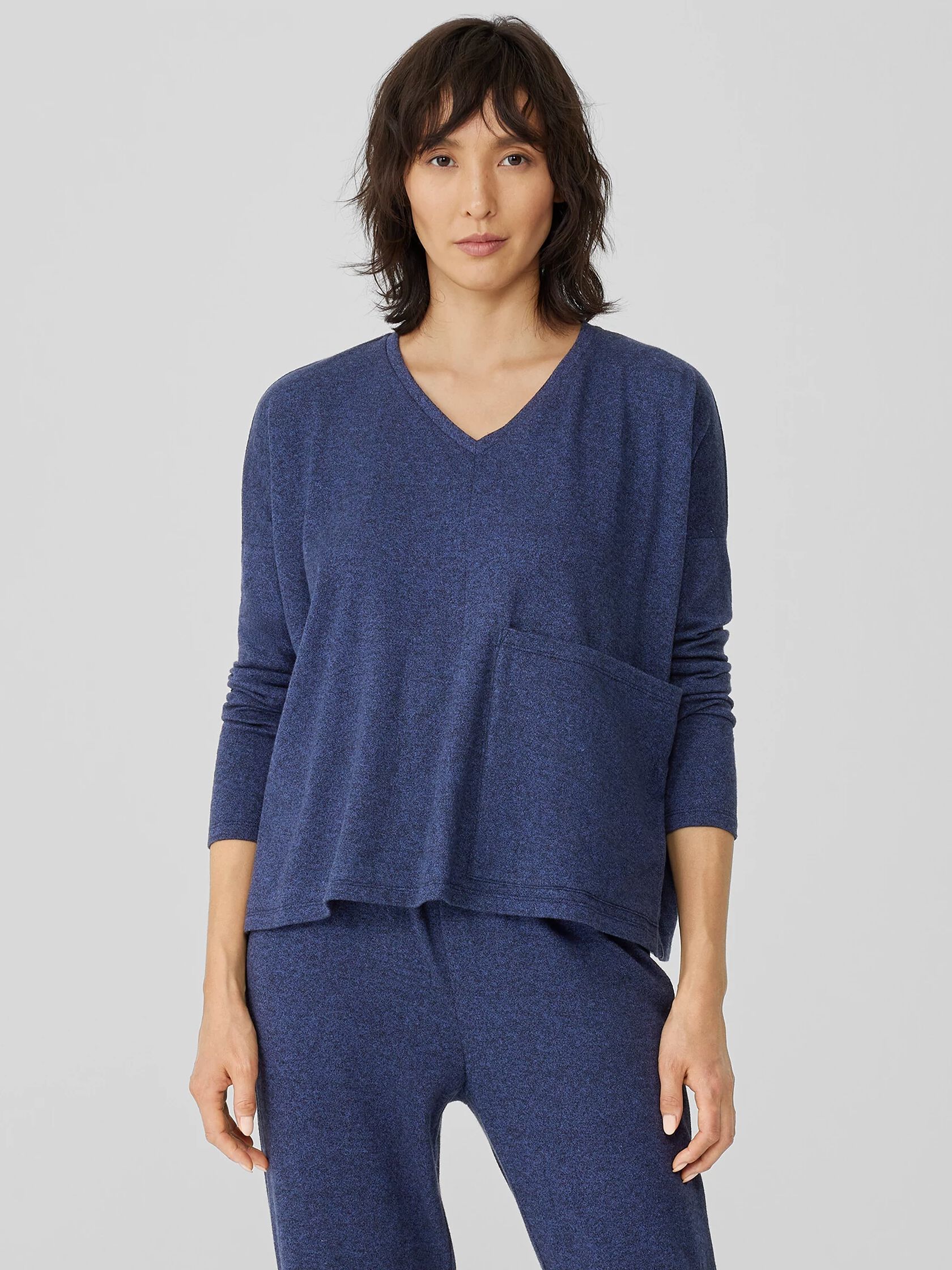 Cotton Hemp Melange V-Neck Top