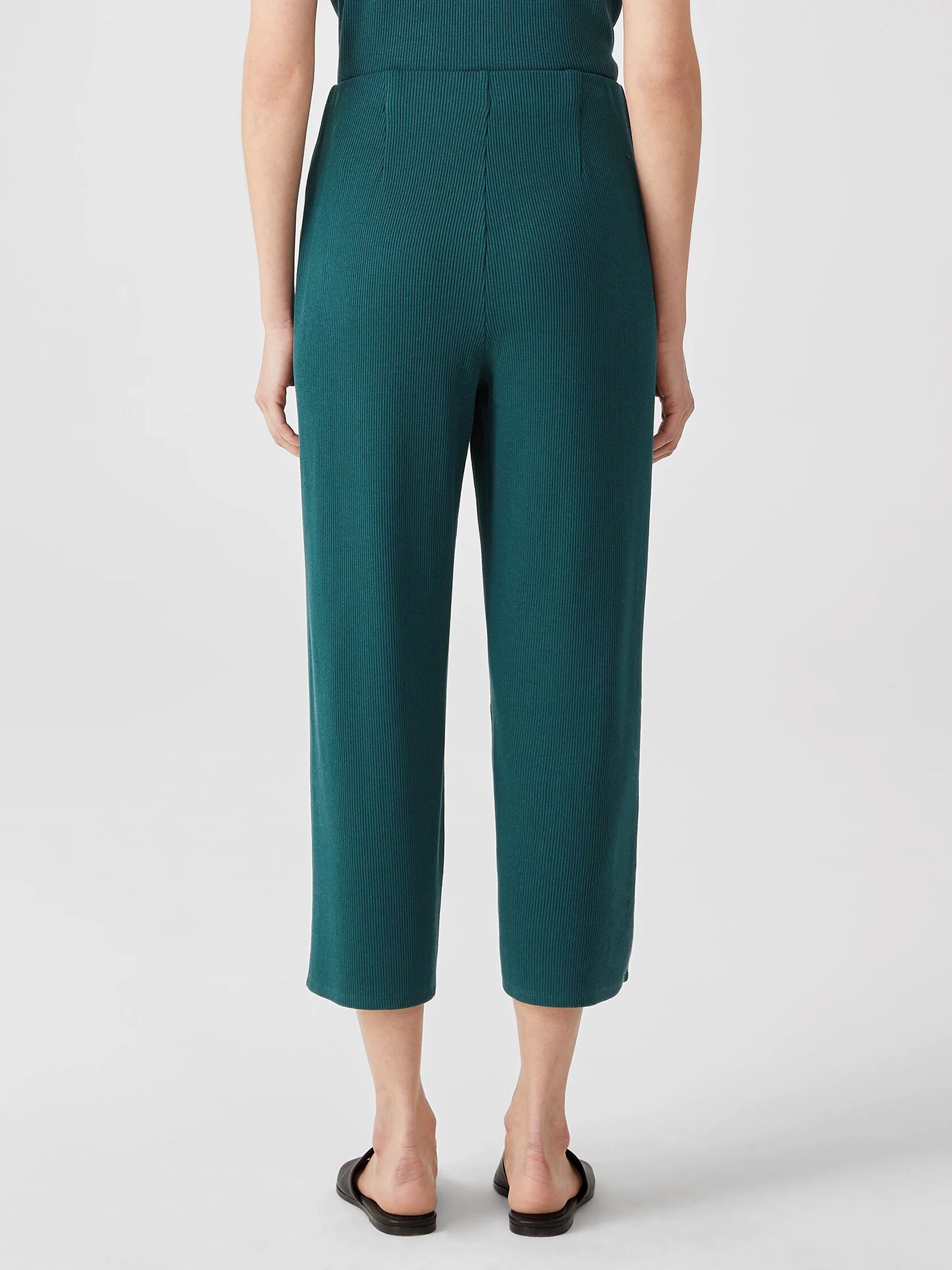 Ribbed Organic Cotton Blend Straight Pant