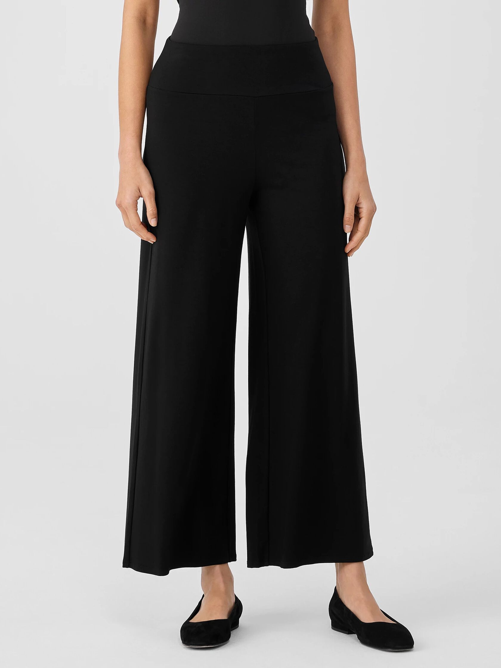 Stretch Jersey Knit Wide-Leg Pant