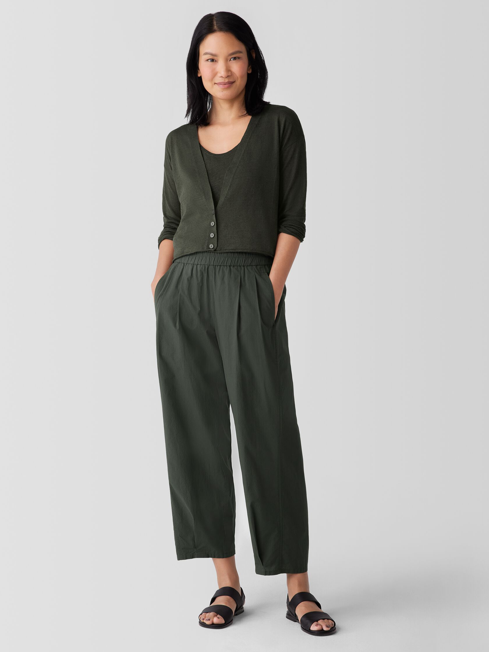 Organic Linen Cotton Cropped Cardigan
