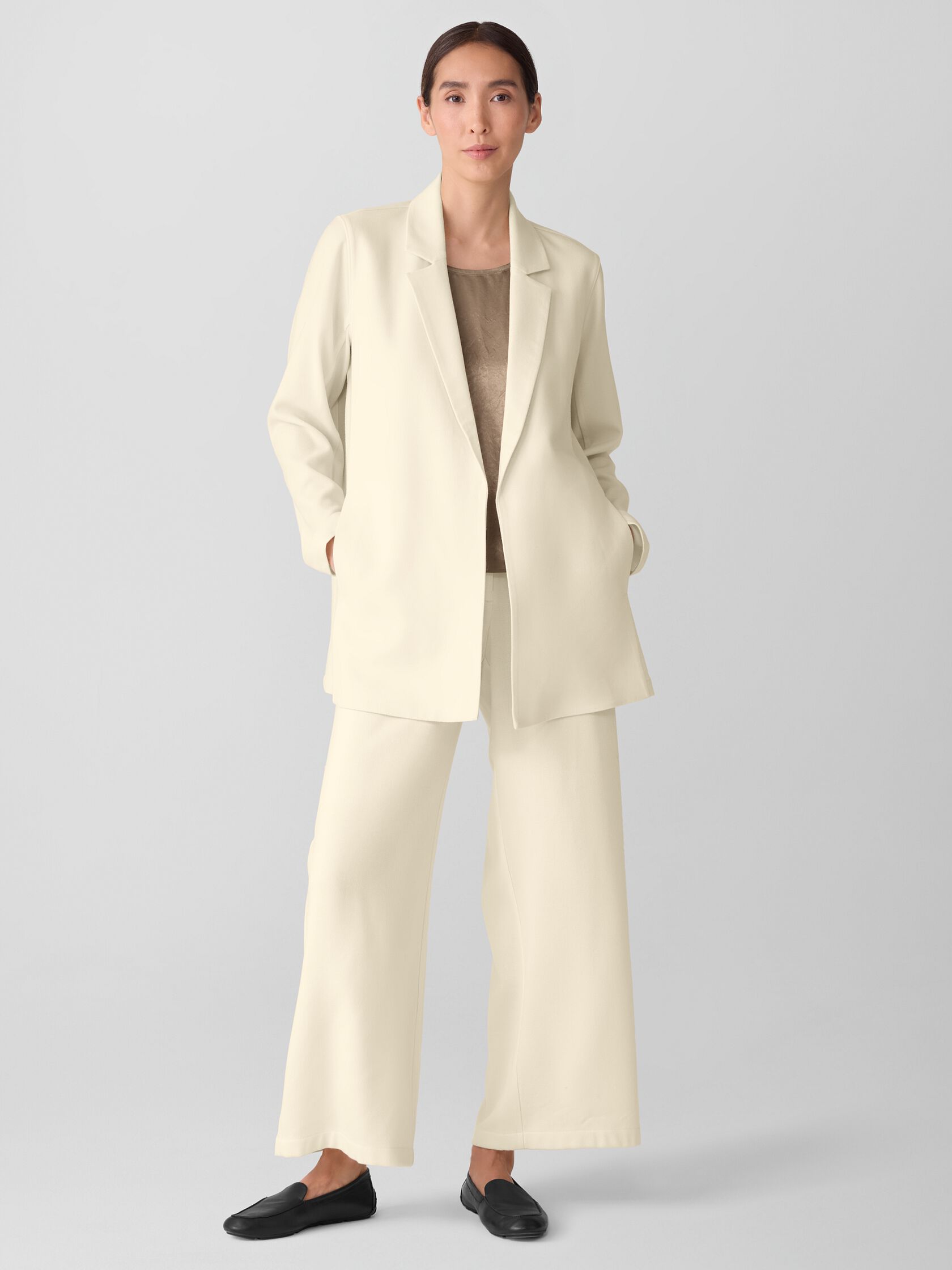 Stretch Wool Crepe Long Blazer