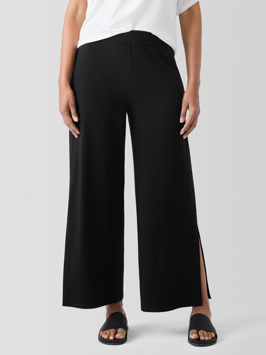 eileen fisher netted side slits Clever Knit Bootie covering length with slit sides Wide Rib Stretch Slit Pant
