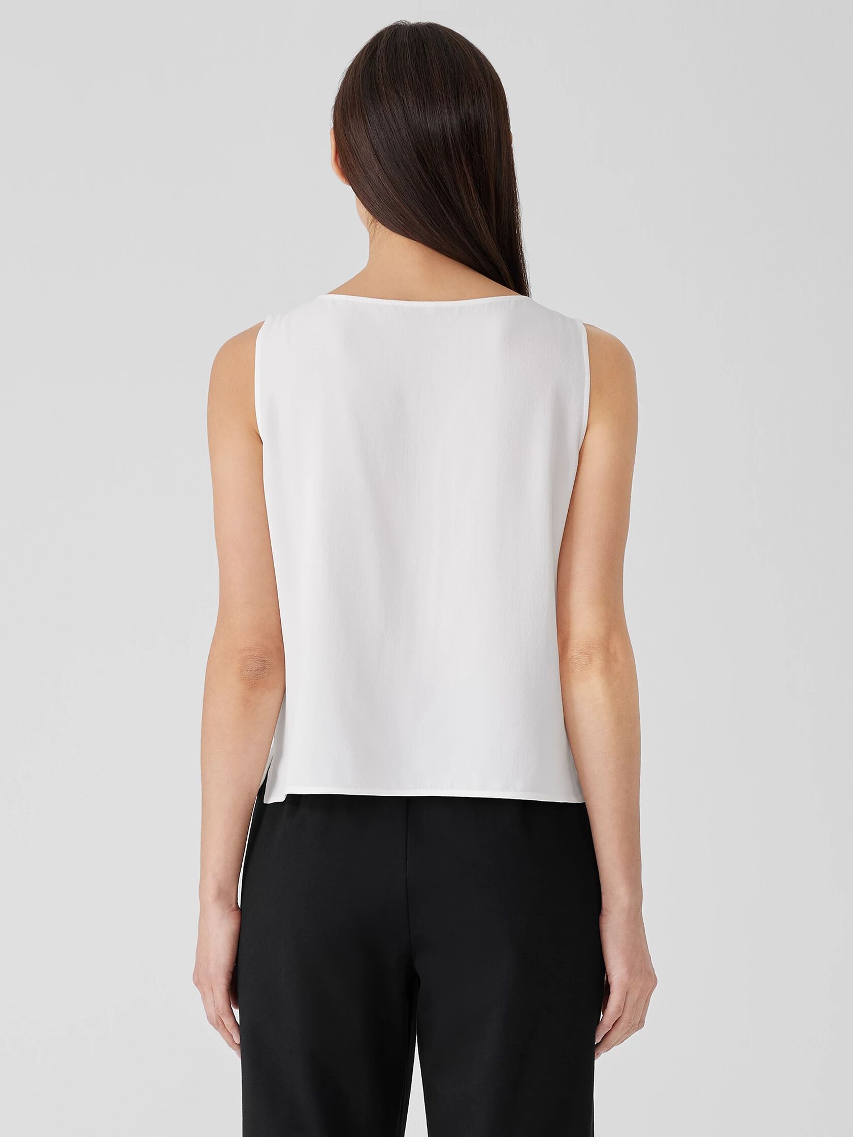 Silk Georgette Crepe Ballet Neck Tank