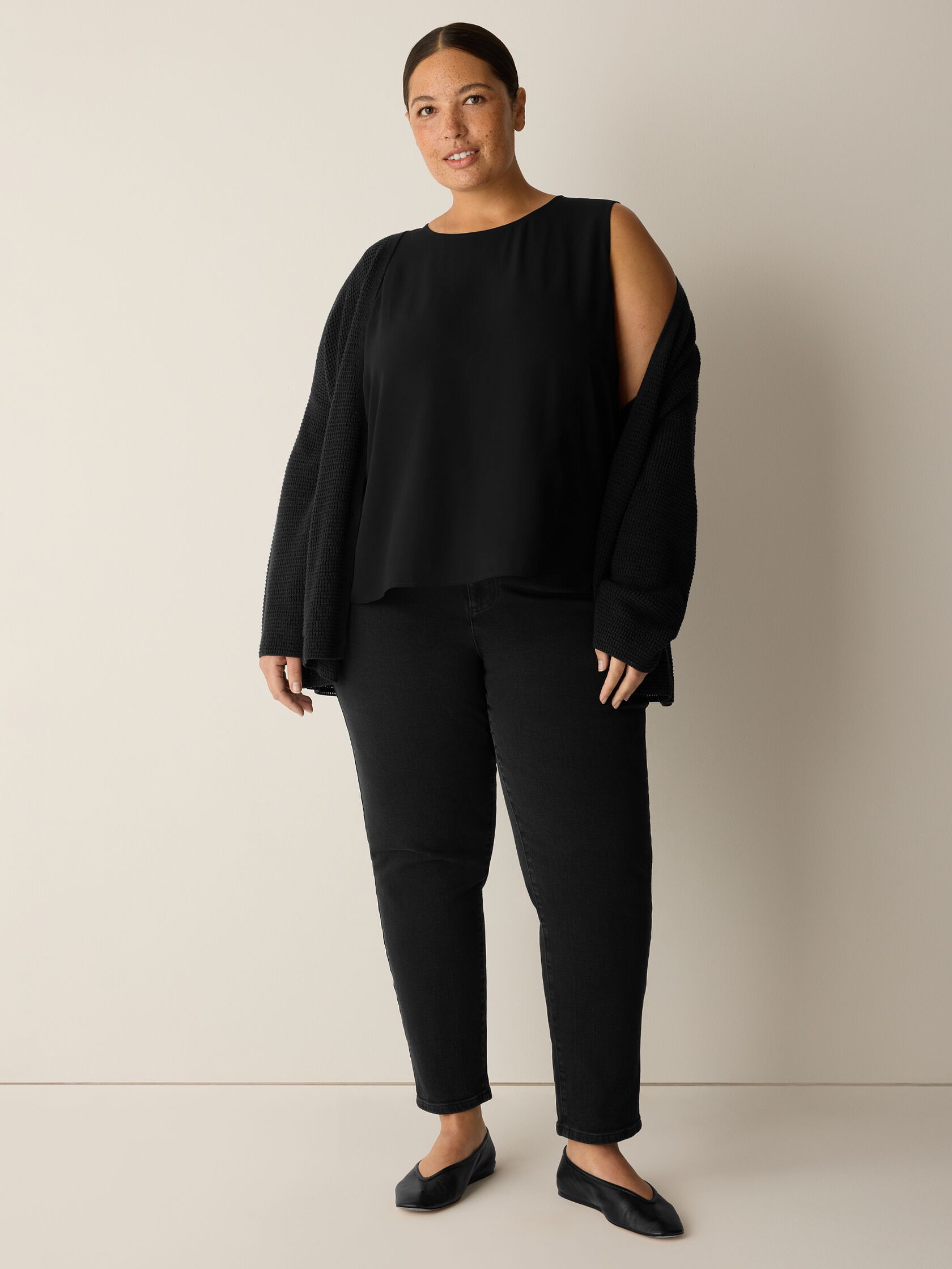 Silk Georgette Crepe Round Neck Tank