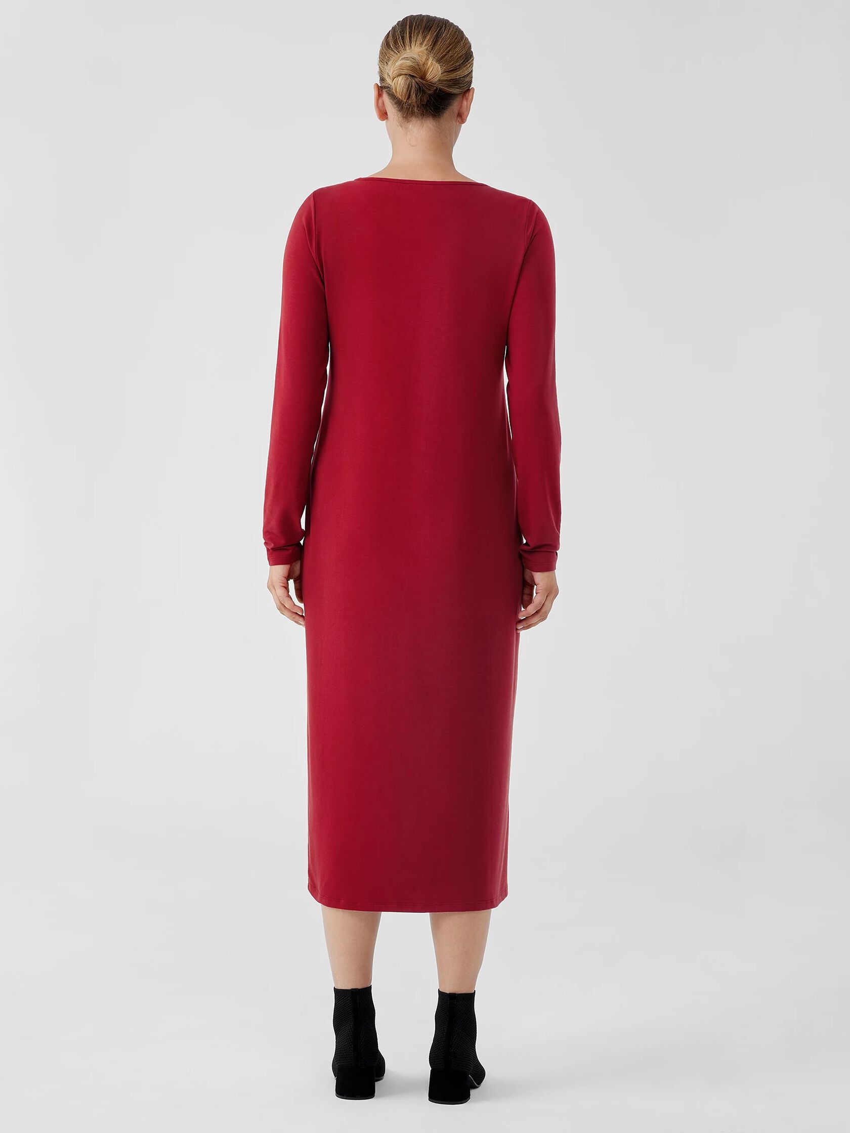 Stretch Jersey Knit Jewel Neck Dress