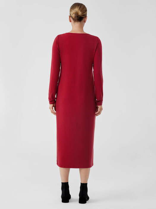 Stretch Jersey Knit Jewel Neck Dress