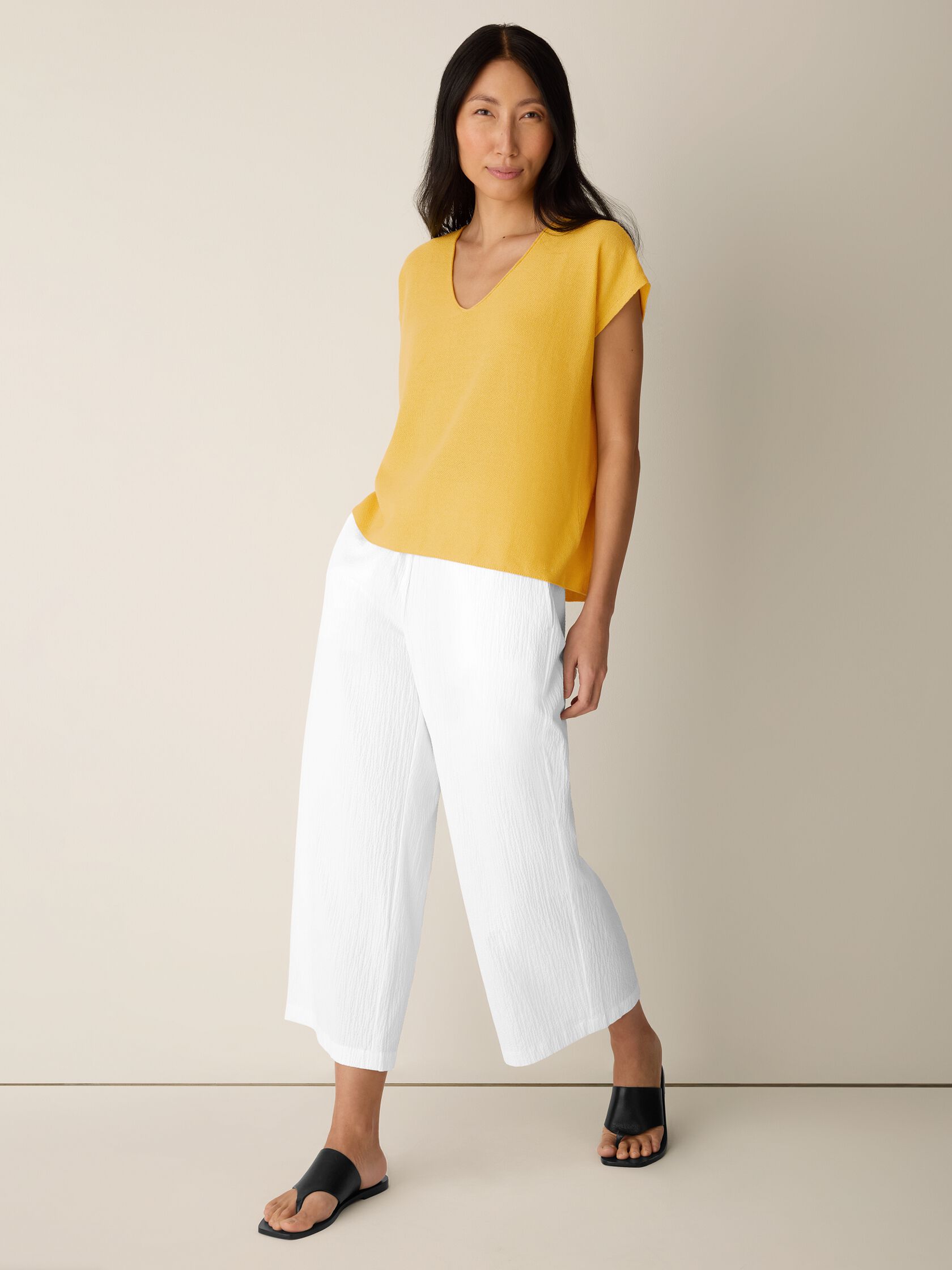 Organic Linen Cotton V-Neck Top