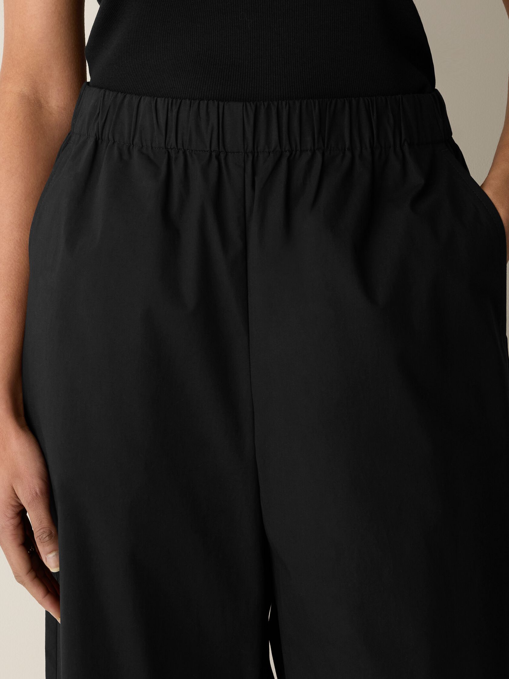 Stretch Organic Cotton Poplin Wide-Leg Pant