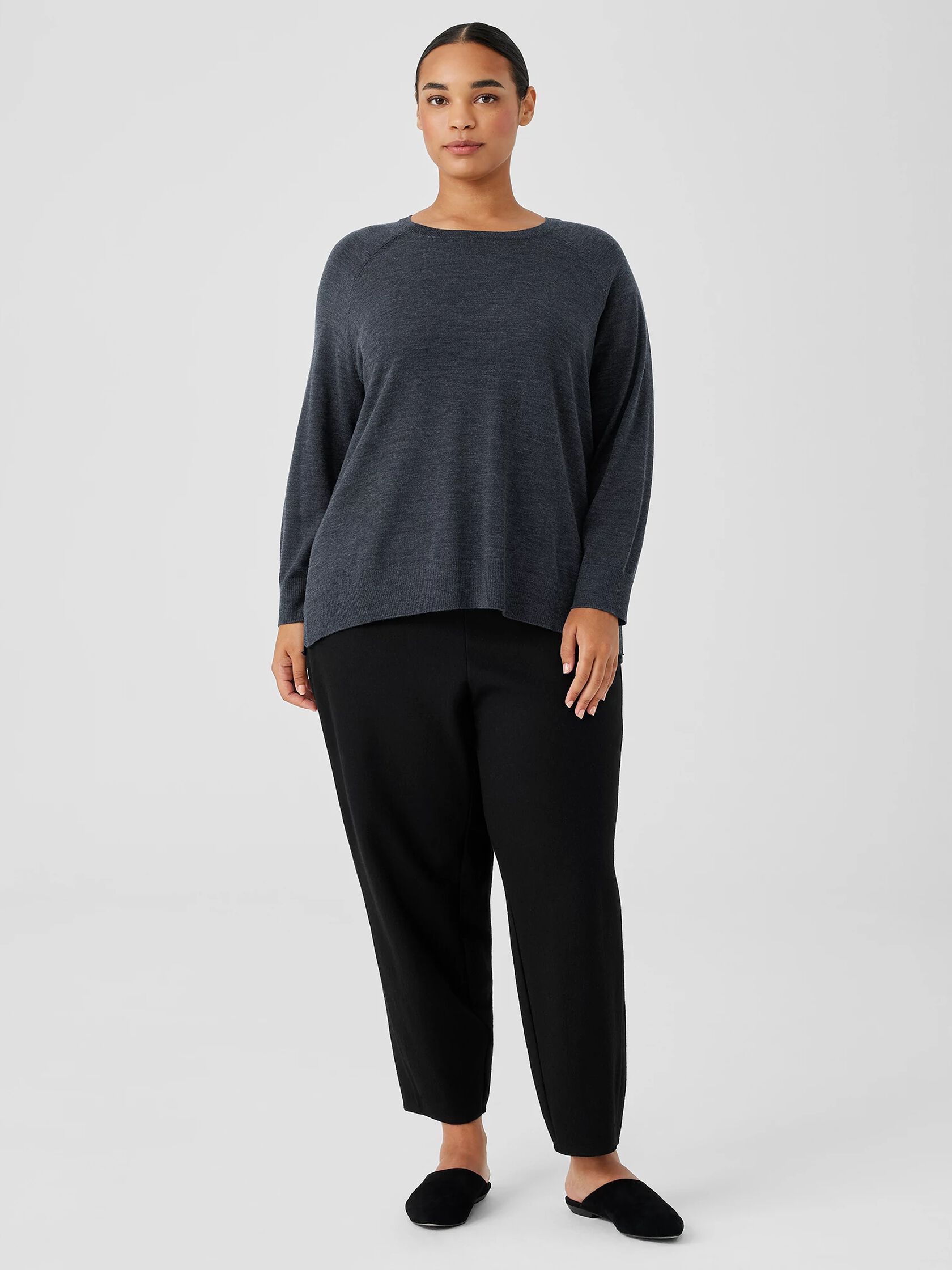 Fine Merino Jersey Crew Neck Top in Regenerative Wool