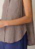 Organic Cotton Microstripe Pucker Sleeveless Shirt
