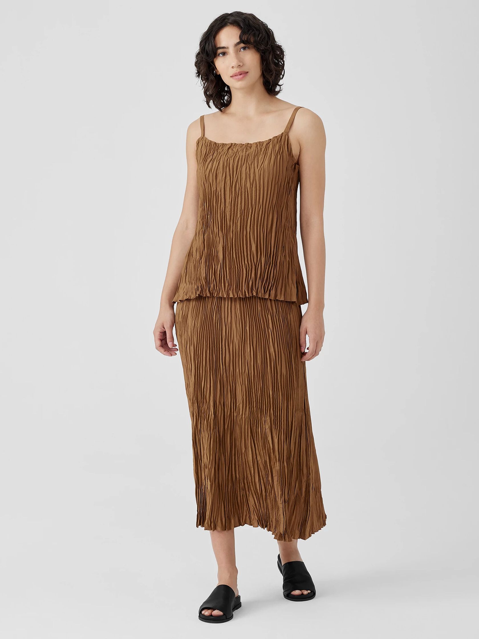 Crushed Silk Maxi Skirt