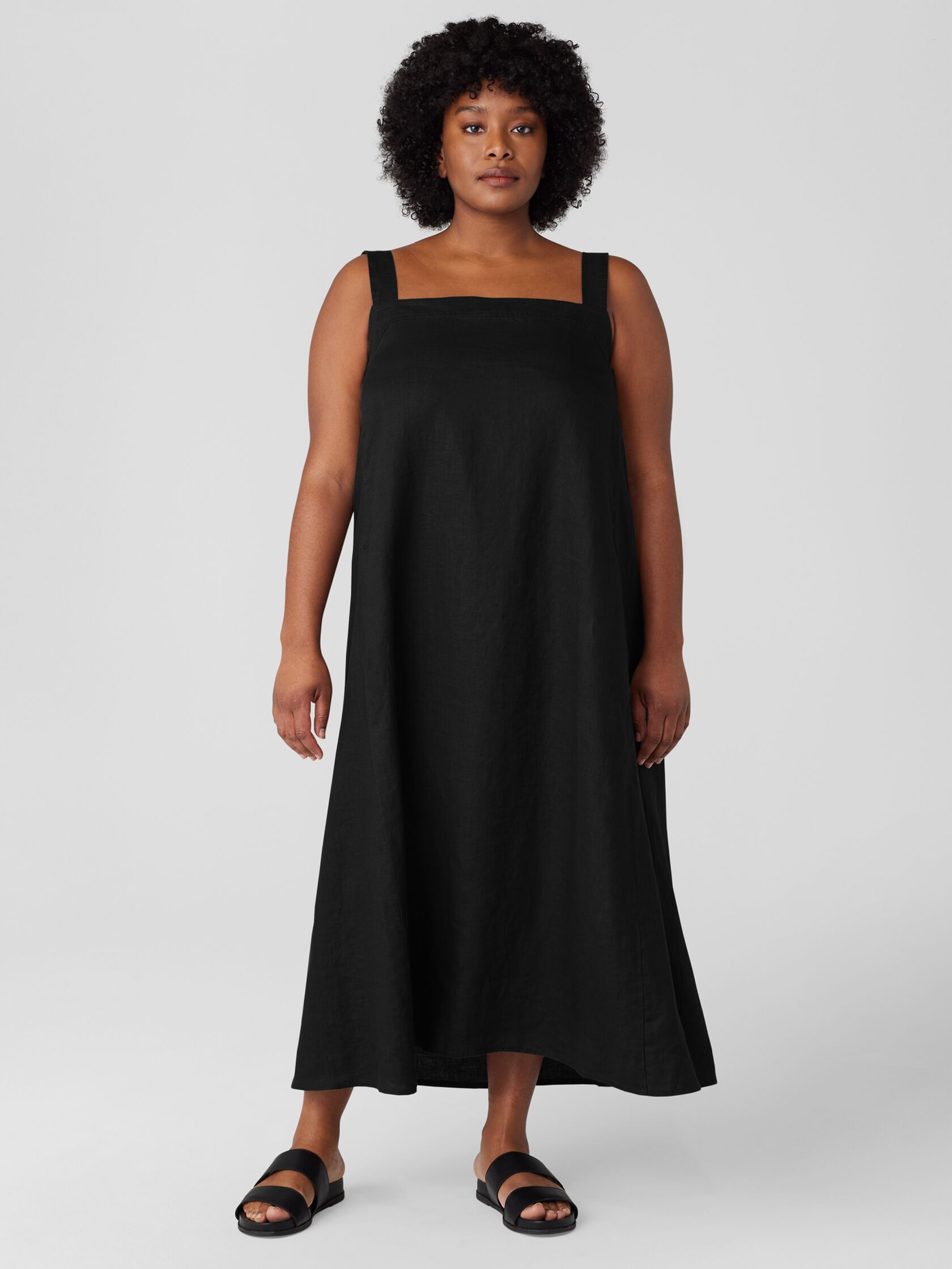 Organic Linen Square Neck Dress