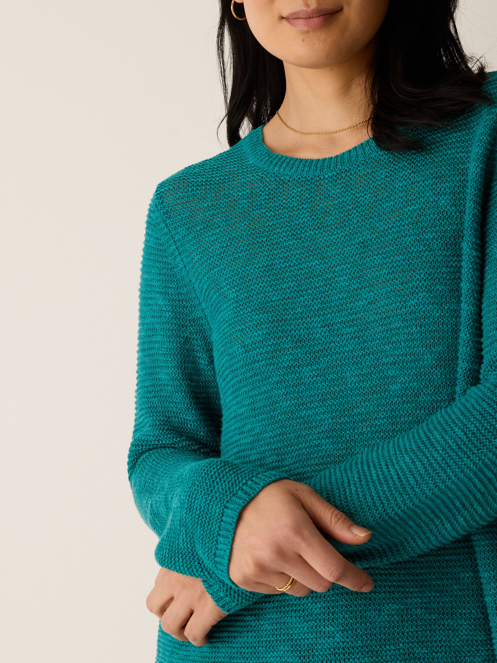 Organic Linen Cotton Slub Crew Neck Top