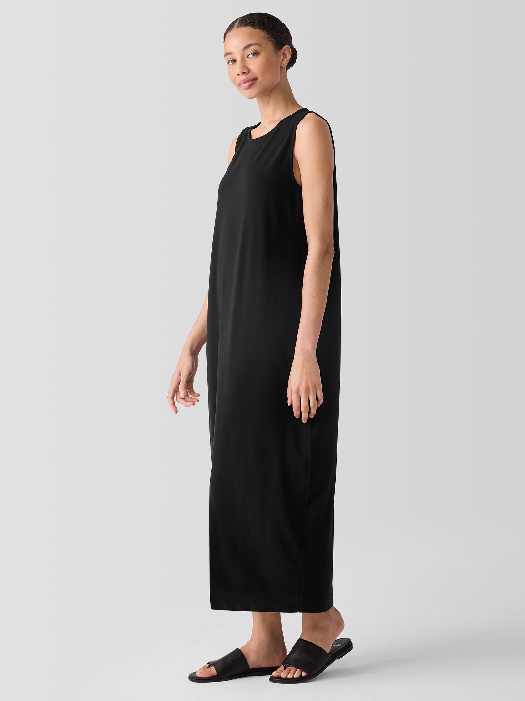 Stretch Jersey Knit Round Neck Dress