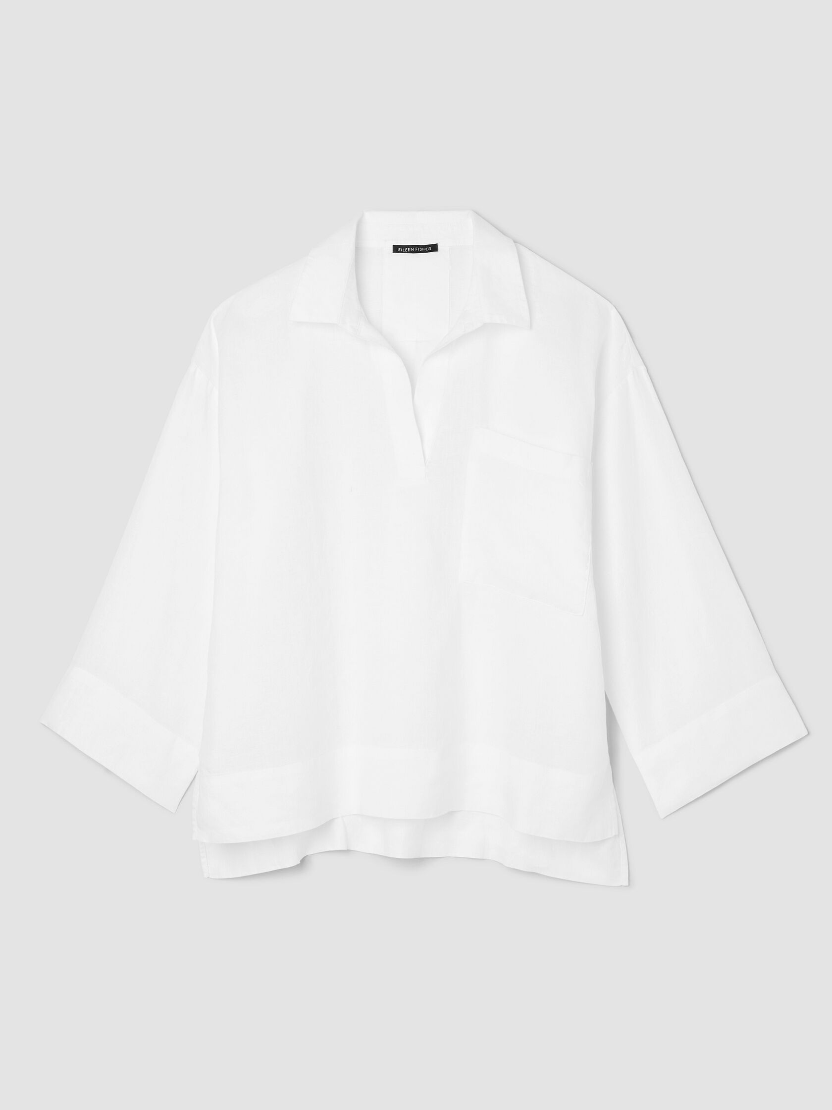 Organic Handkerchief Linen Split Neck Shirt