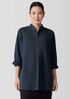 Washed Organic Cotton Poplin Stand Collar Top