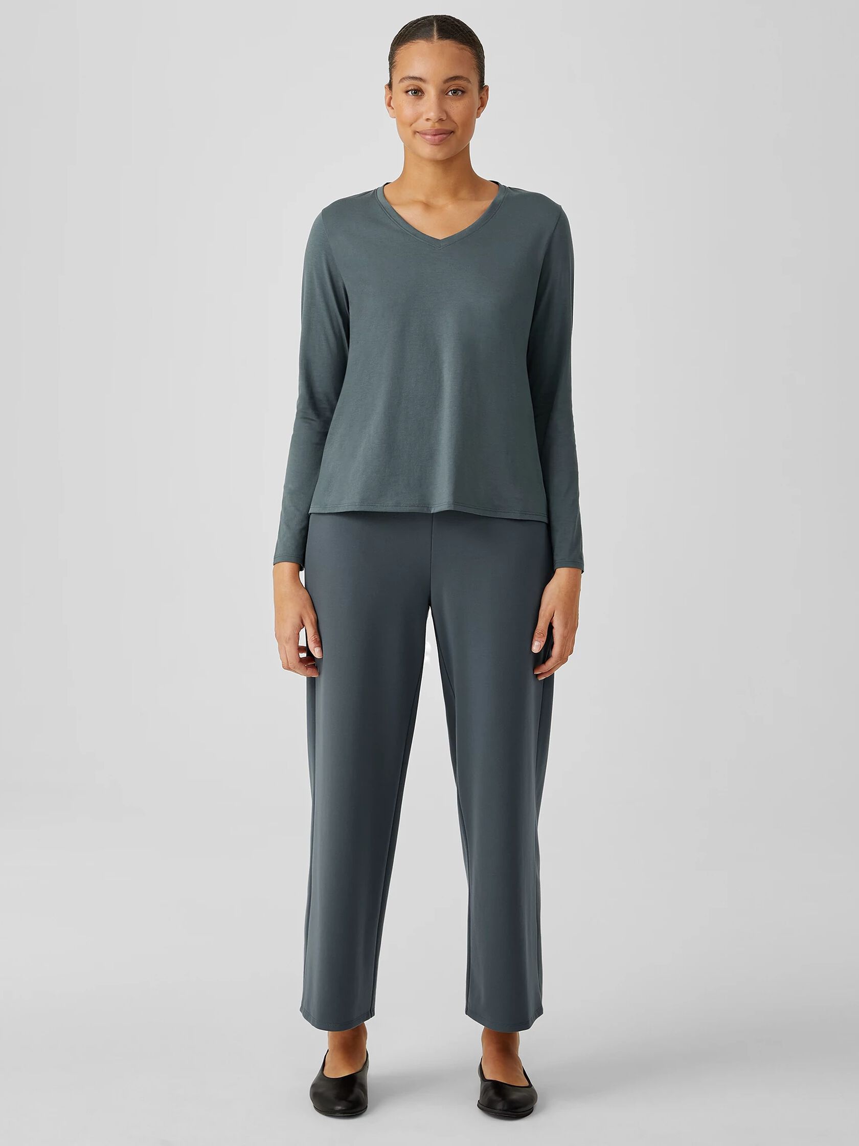 Organic Pima Cotton Jersey V-Neck Top