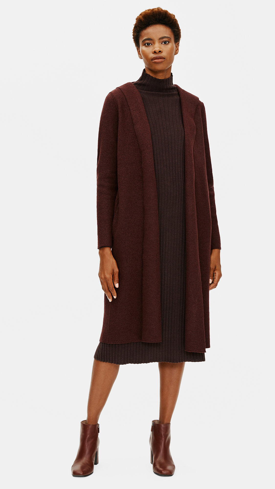 Lightweight Boiled Wool Hooded Jacket in Responsible Wool EILEEN