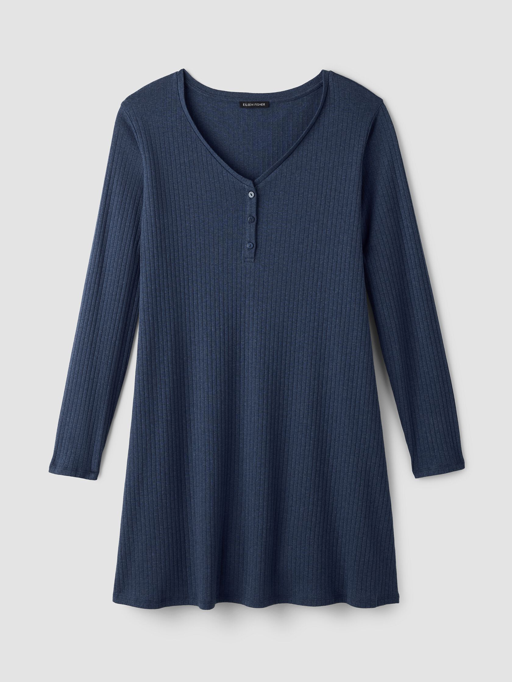 Organic Cotton Rib V-Neck Sleep Dress