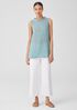 Puckered Organic Linen Mock Neck Top