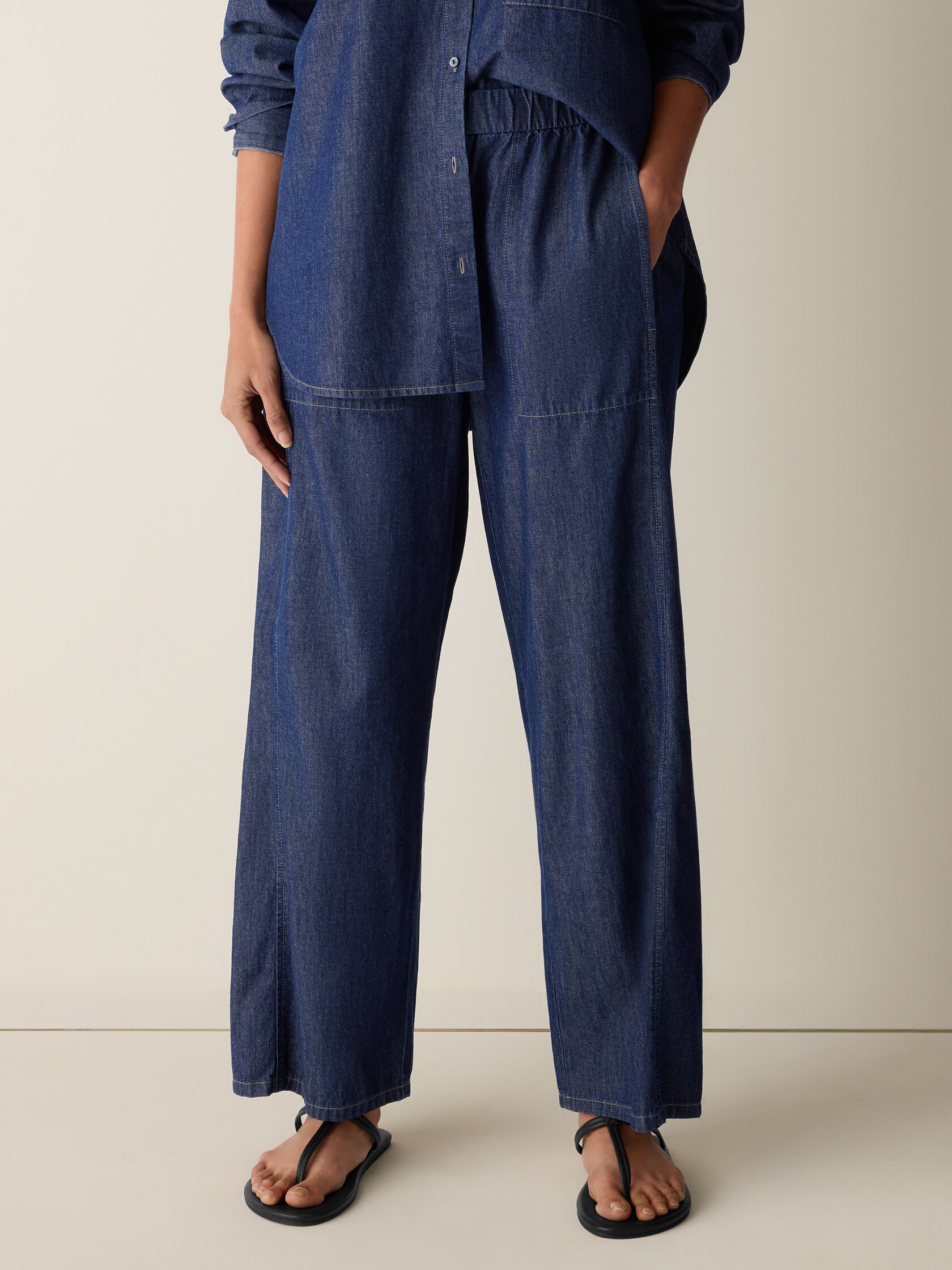 Lightweight Organic Cotton Denim Wide-Leg Pant