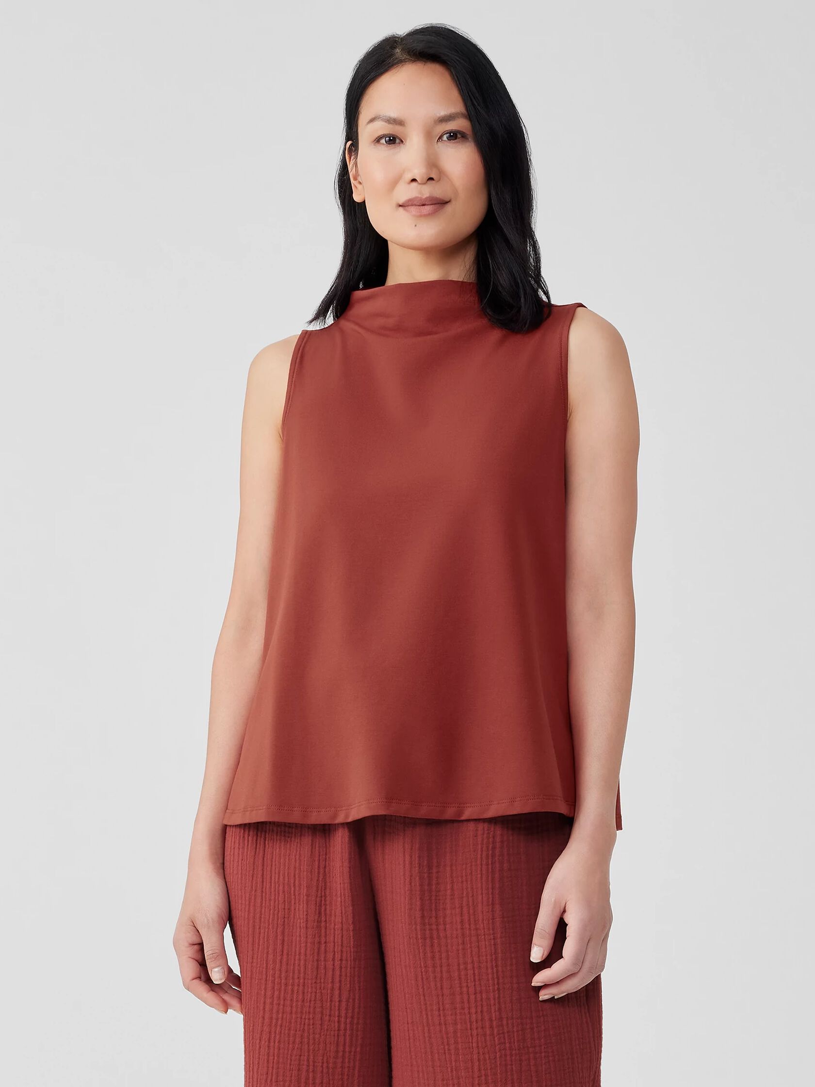 Pima Cotton Stretch Jersey Funnel Neck Tank