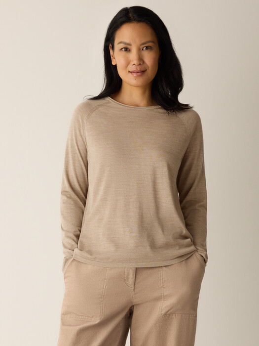 Superfine Merino Crew Neck Top in Regenerative Wool