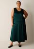 Textured Satin Curved V-Neck Tank