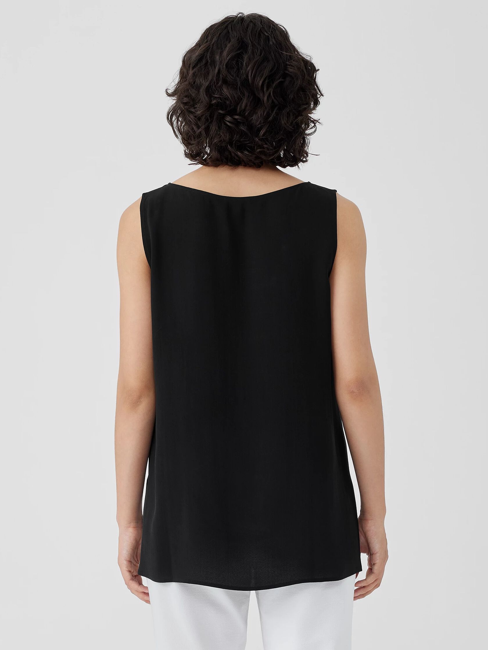 Silk Georgette Crepe Ballet Neck Tank