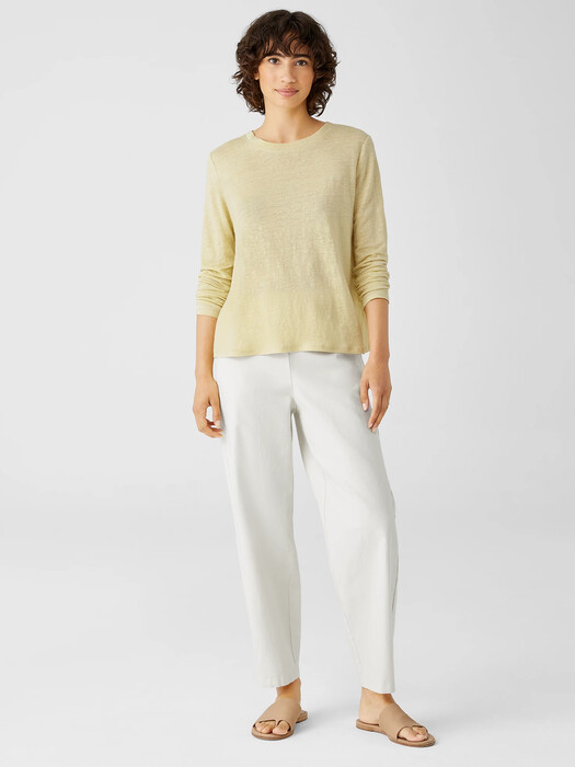Organic Linen Jersey Crew Neck Top