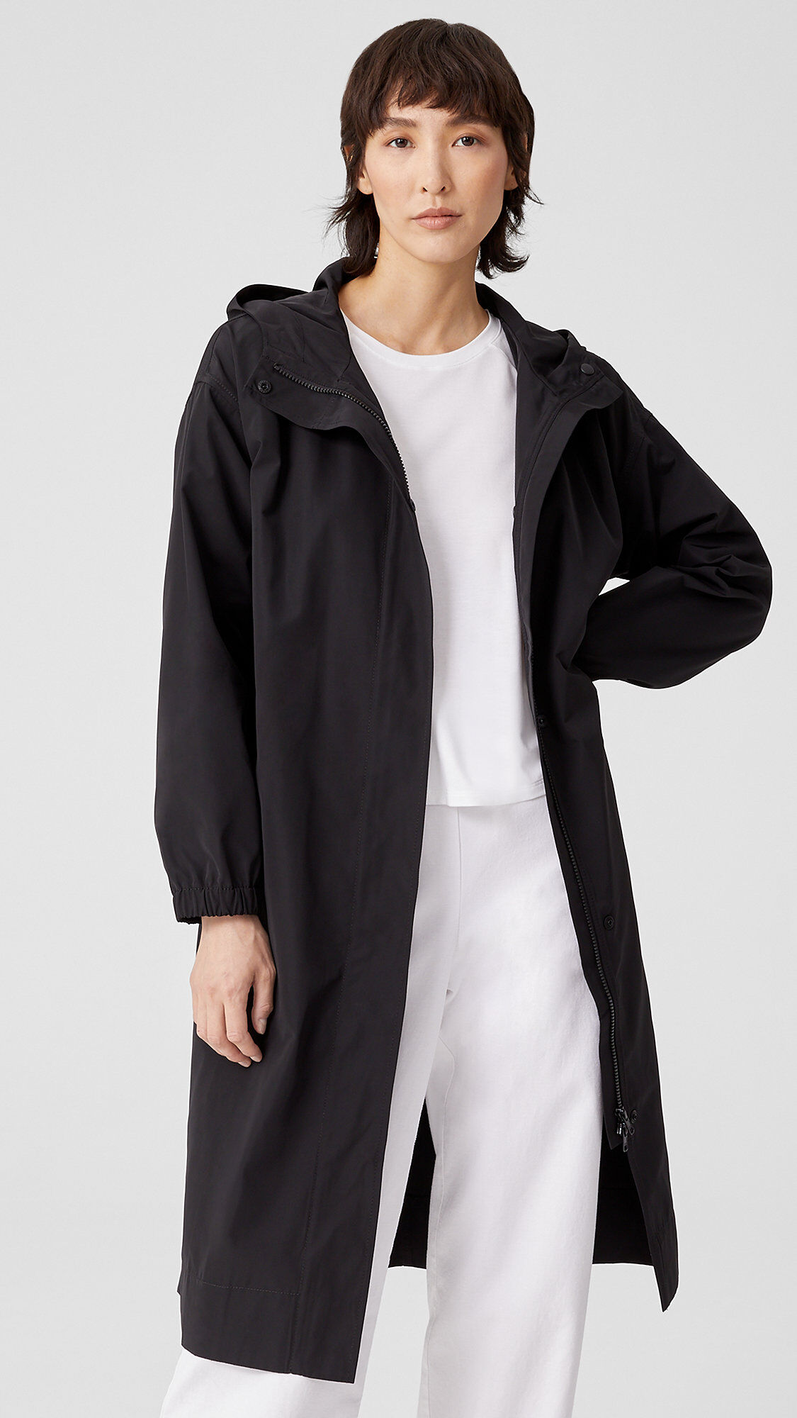 Recycled Polyester Hooded Coat EILEEN FISHER