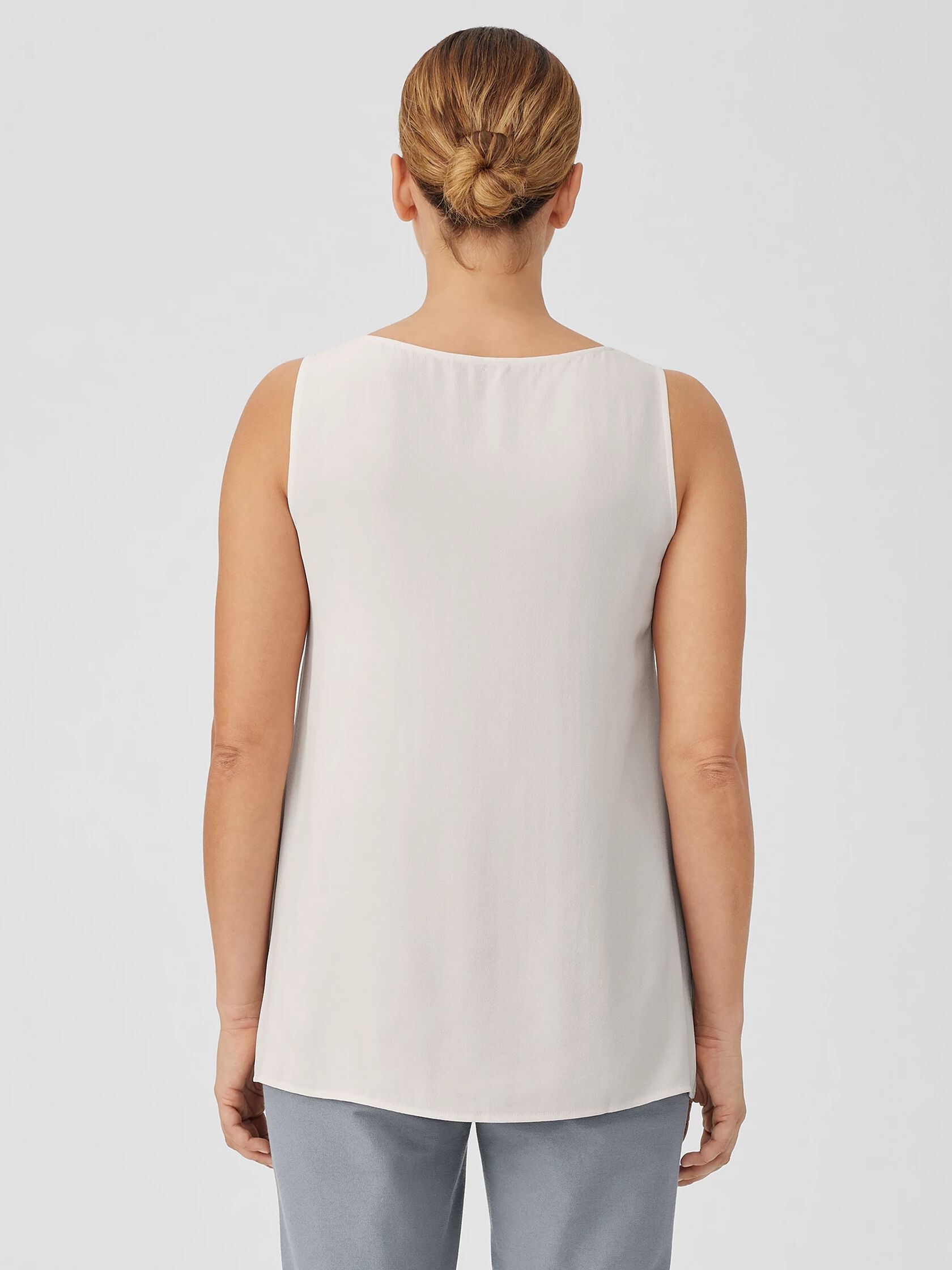 Silk Georgette Crepe Ballet Neck Tank