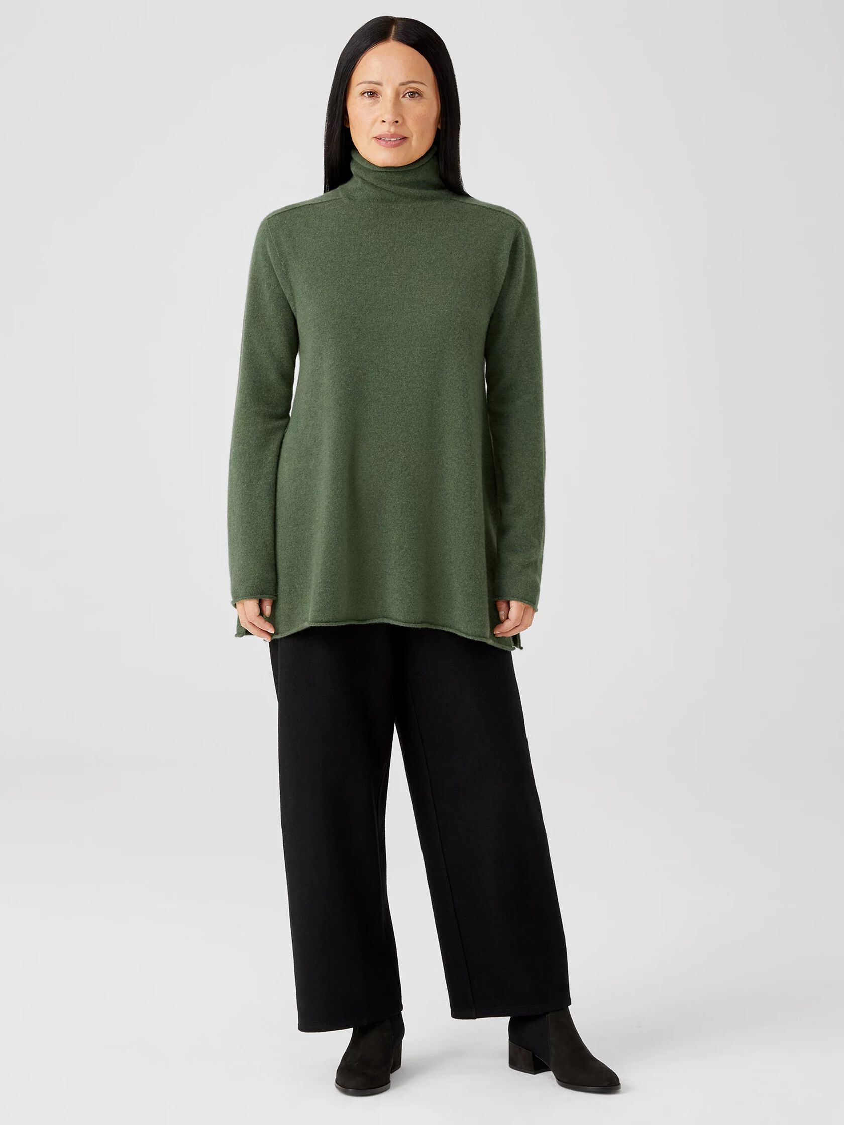 Italian Cashmere Turtleneck Long Top | EILEEN FISHER