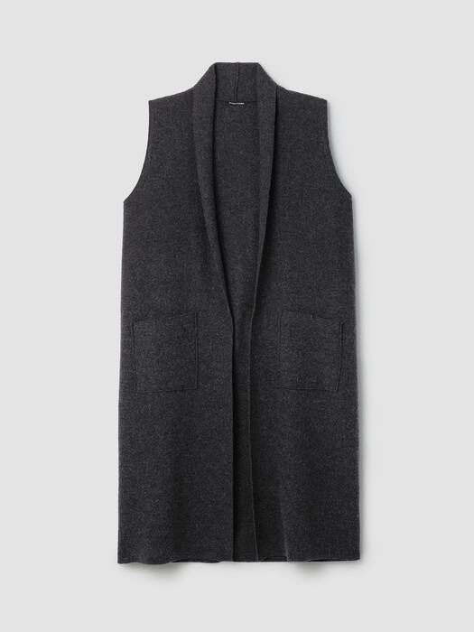 Lightweight Boiled Wool Shawl Collar Vest in Regenerative Wool