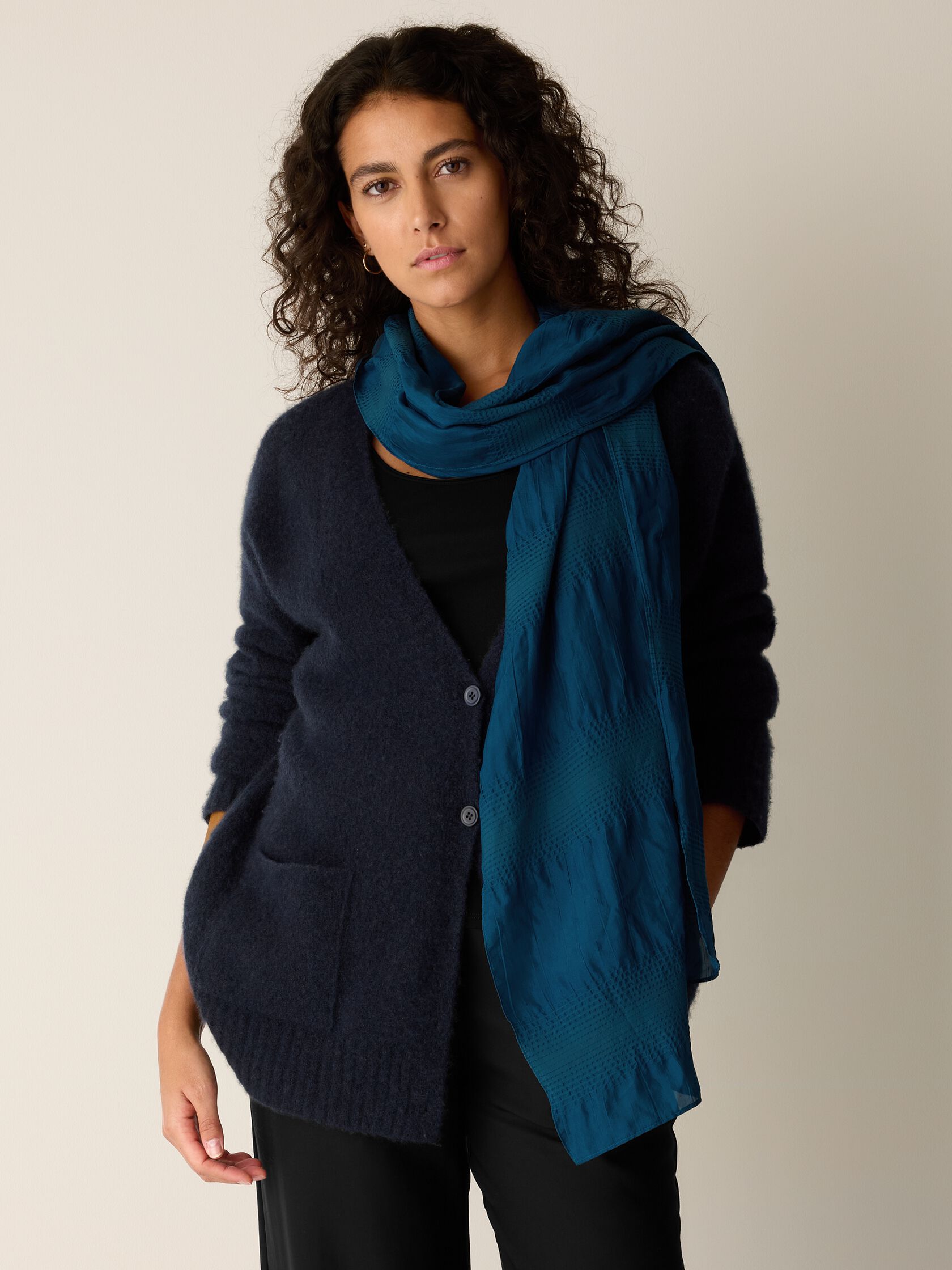 Silk Cotton Pucker Scarf