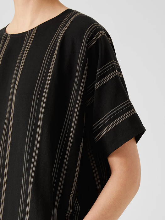 eileen fisher striped linen dress Women's Eileen Fisher Striped Organic Linen Sheen Scoop Neck Dress