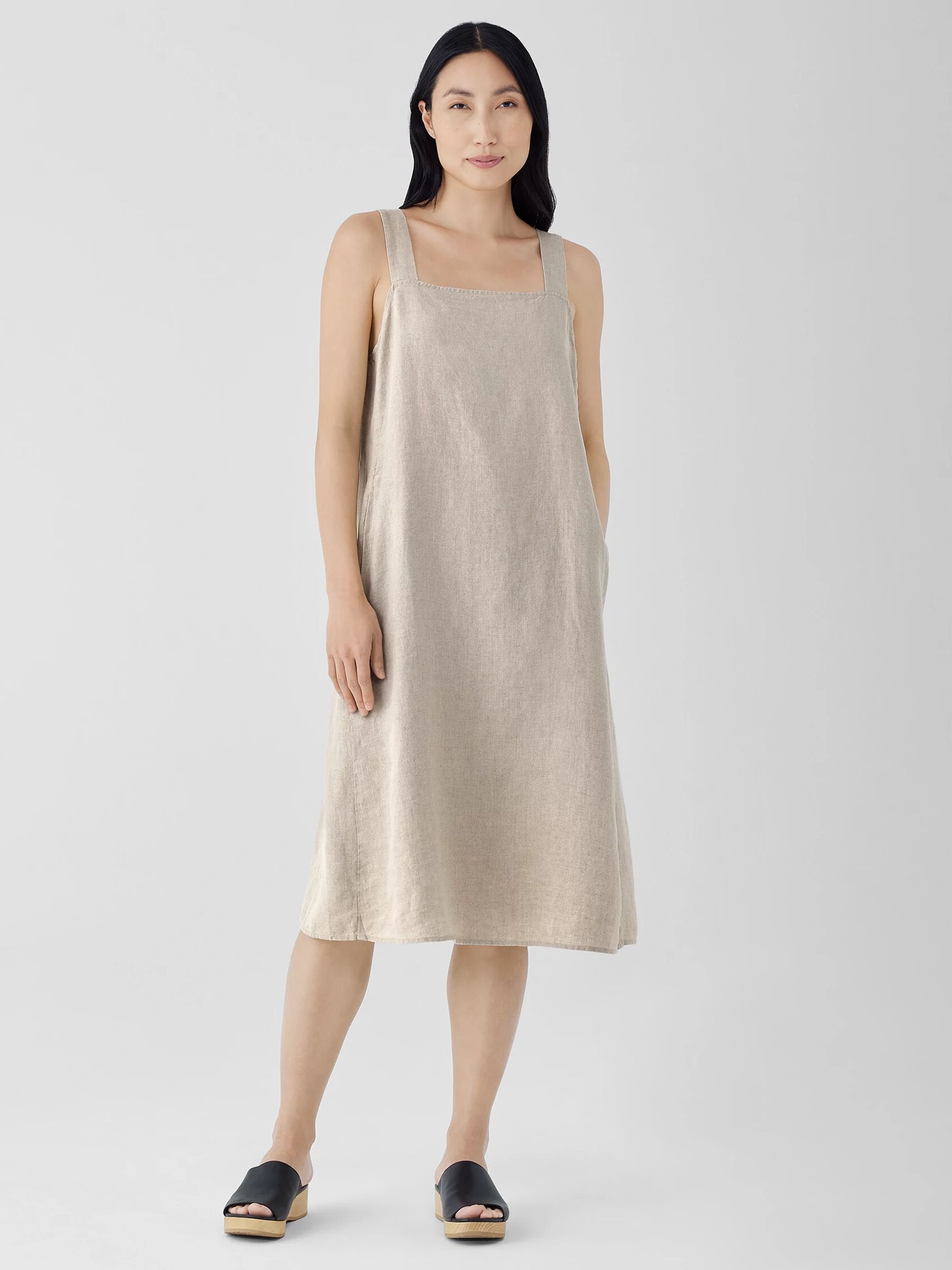 Organic Linen Square Neck Dress