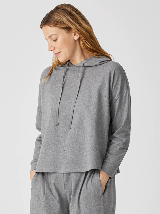 Heathered Organic Cotton Hooded Top | EILEEN FISHER
