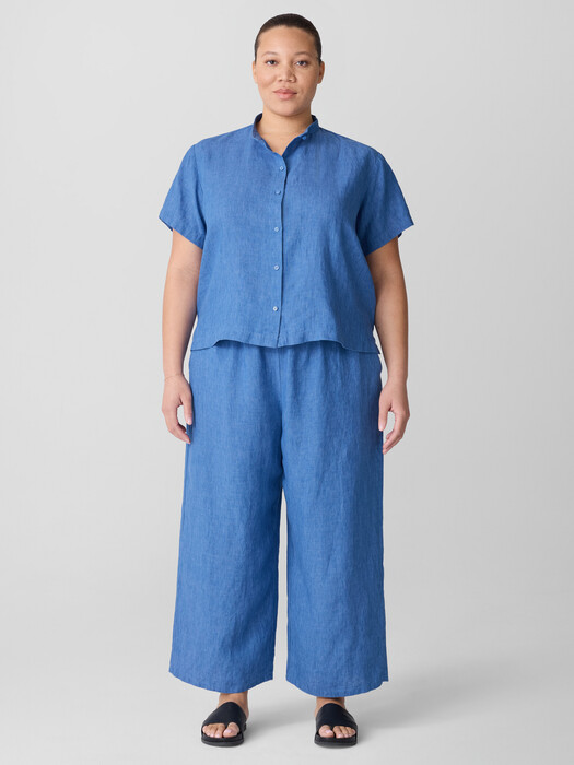 Washed Organic Linen Délavé Wide-Leg Pant