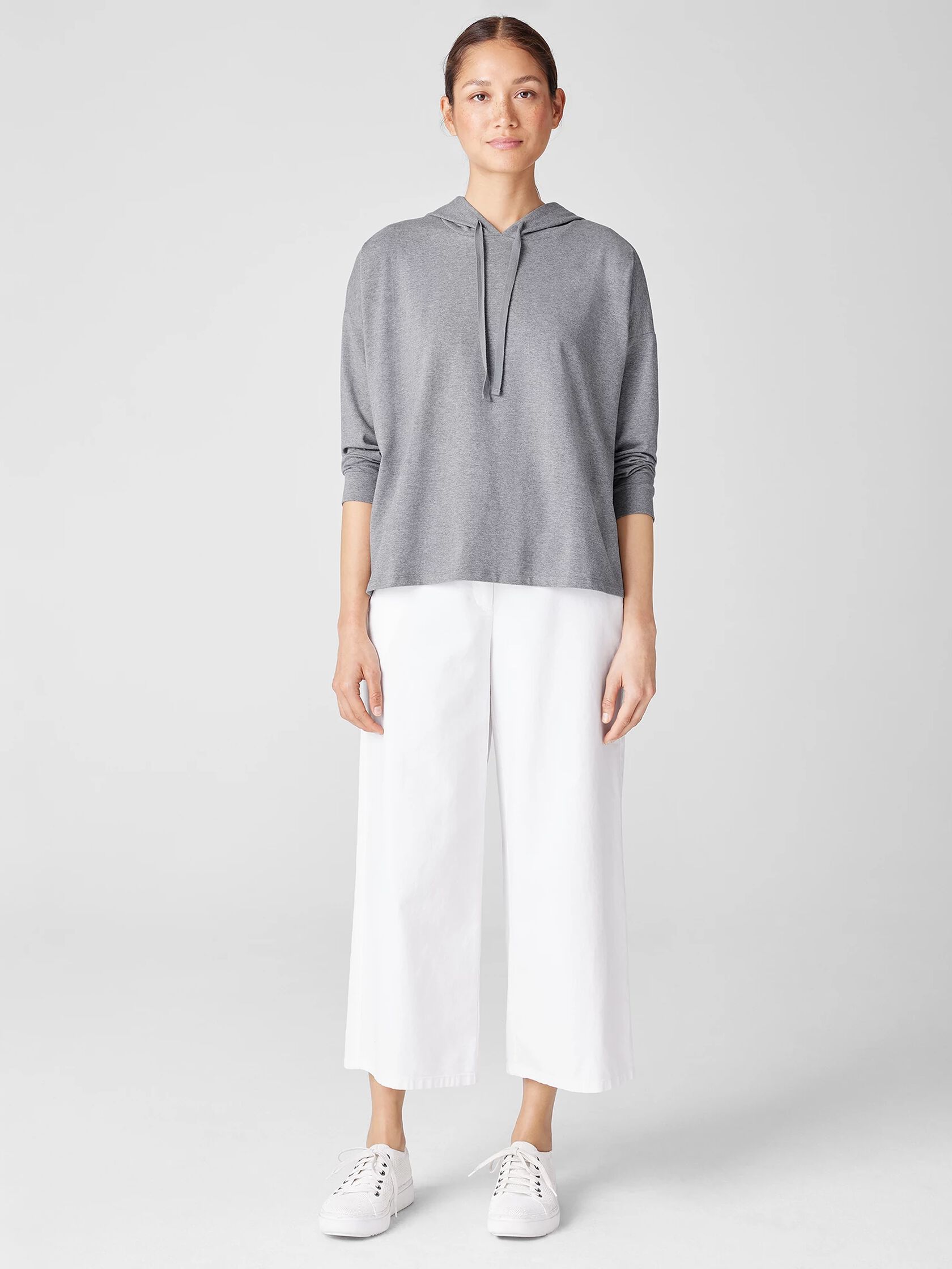 Heathered Organic Cotton Jersey Hooded Top