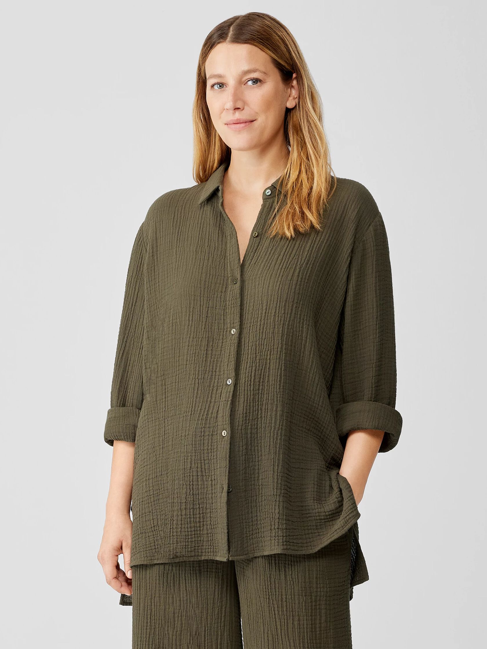 Organic Cotton Gauze Classic Collar Shirt
