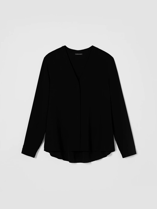 Silk Georgette Crepe V-Neck Shirt