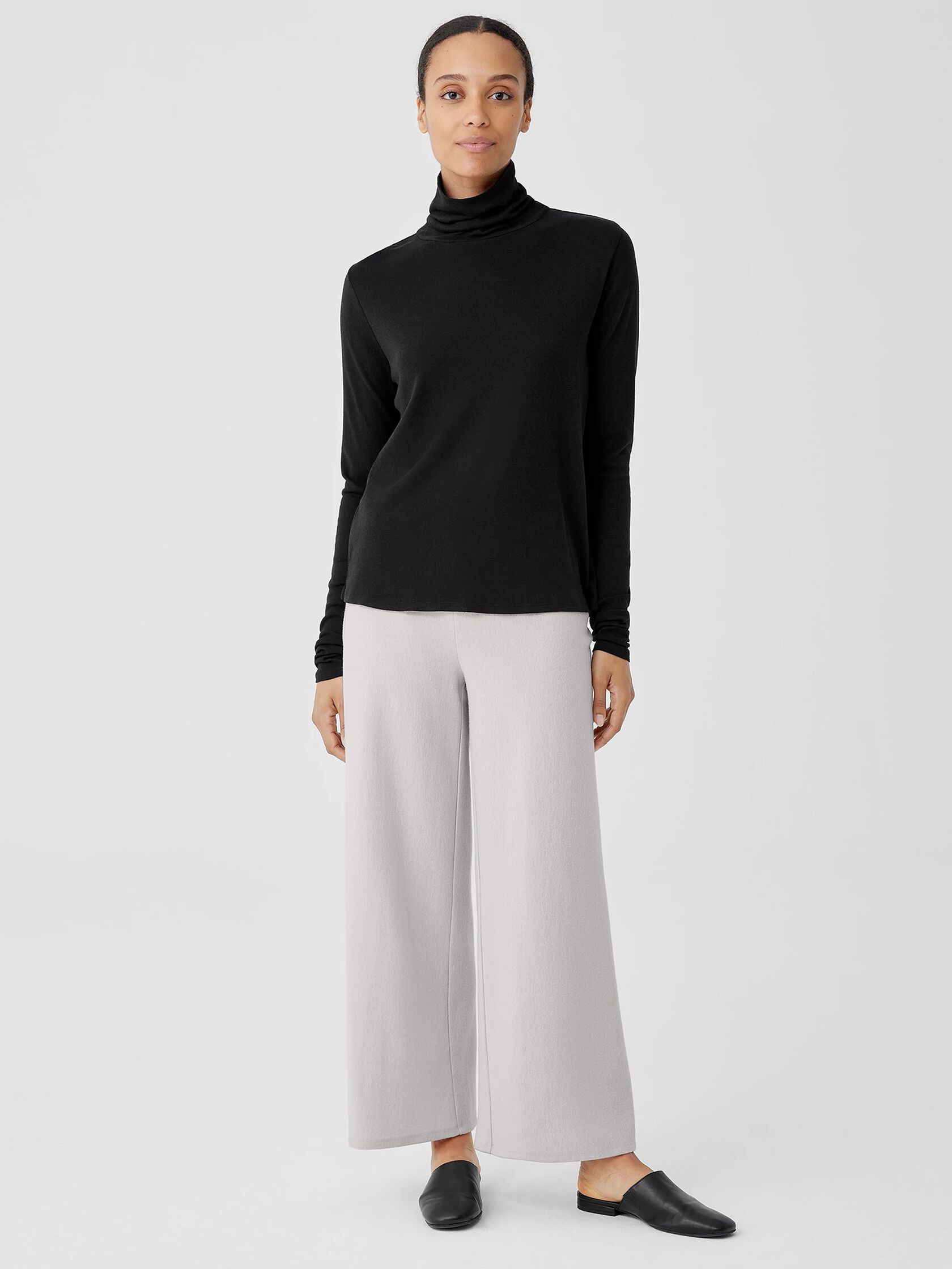 Pima Cotton Blend Turtleneck Top