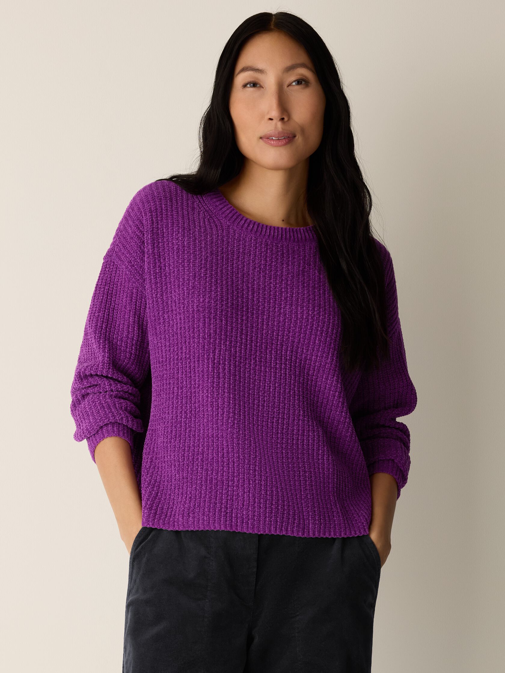 Organic Cotton Chenille Crew Neck Top