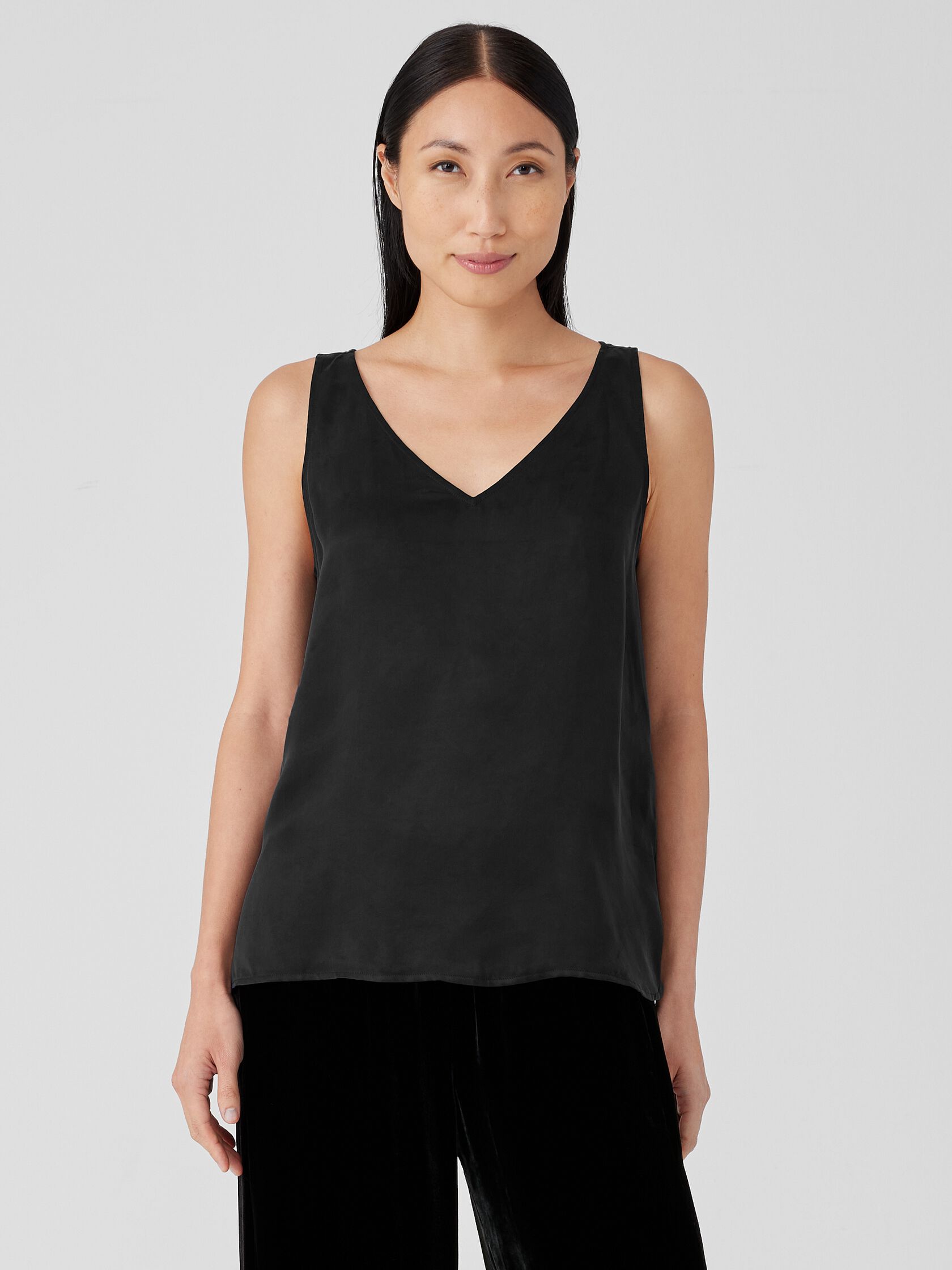 Sandwashed Cupro V-Neck Tank