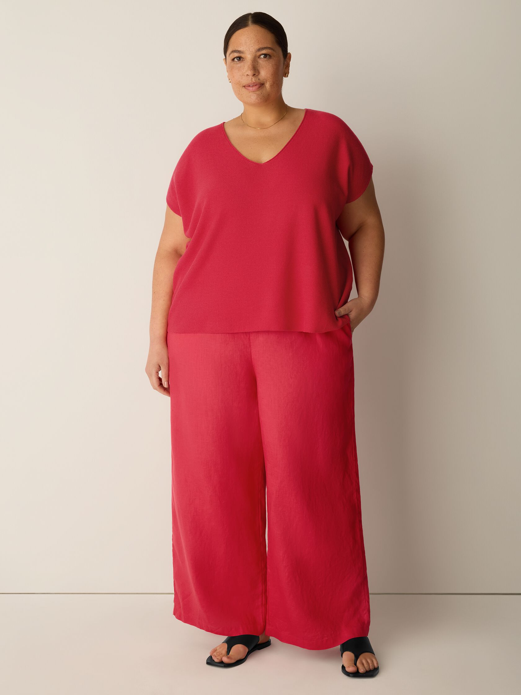 Organic Linen Cotton V-Neck Top