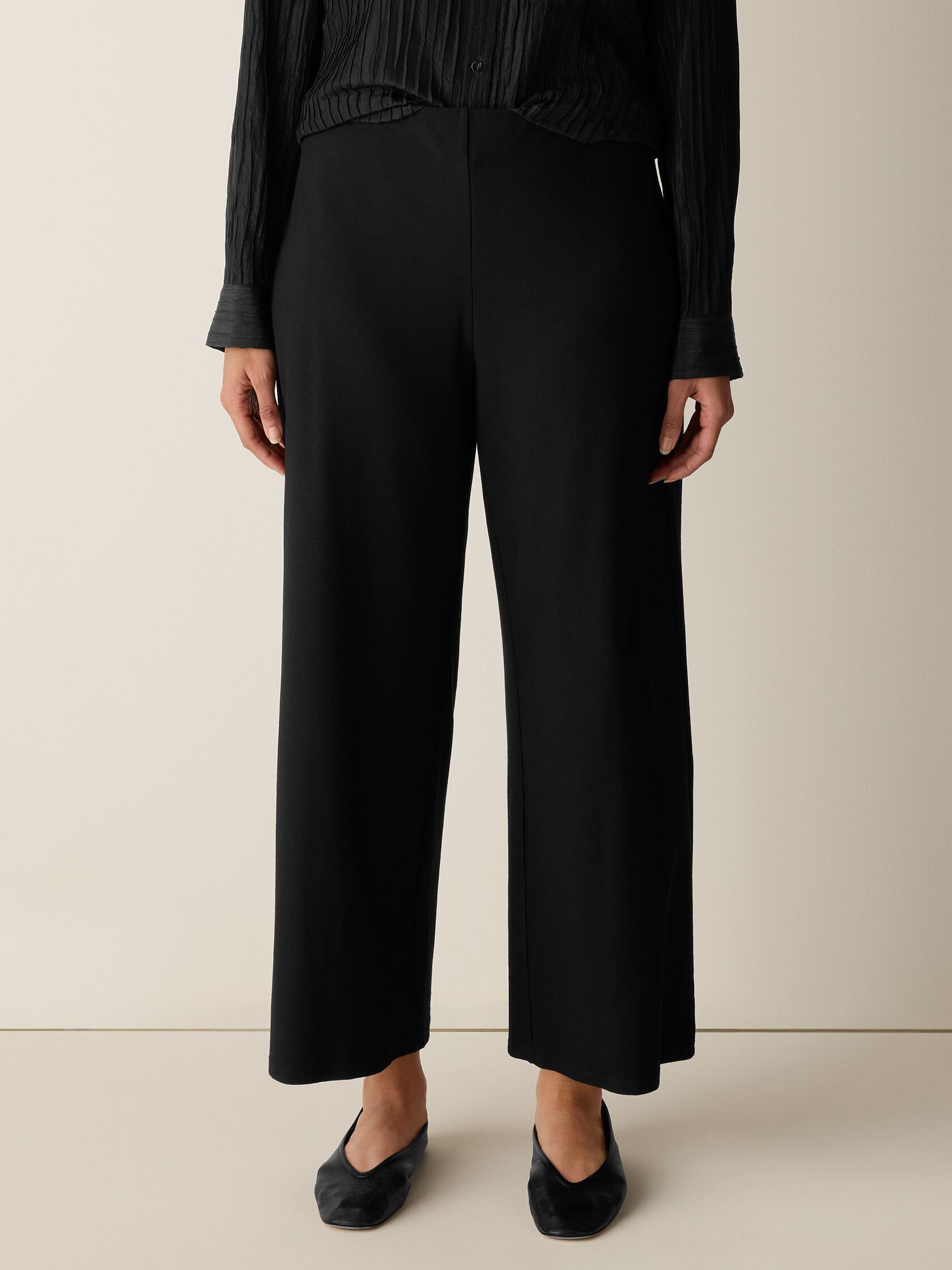 Washable Stretch Crepe Wide-Leg Pant