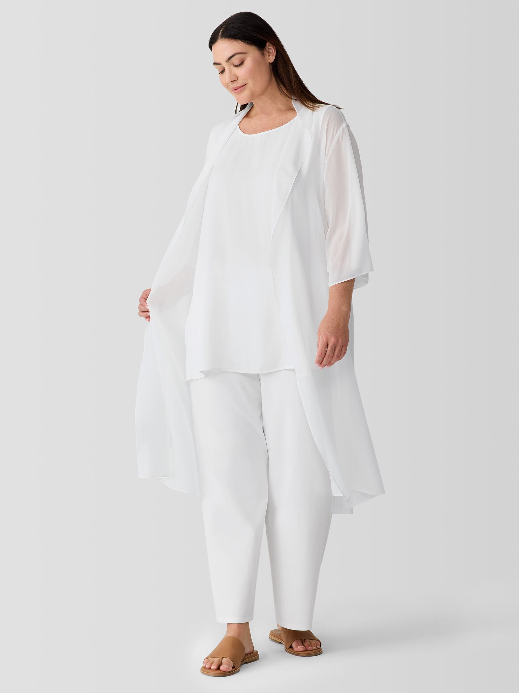 Sheer Silk Georgette High Collar Jacket